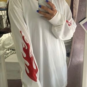 White & red flame t shirt